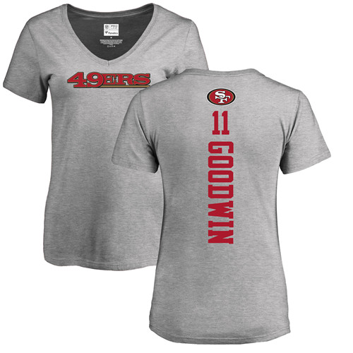 San Francisco 49ers Ash Women Marquise Goodwin Backer #11 NFL T Shirt->san francisco 49ers->NFL Jersey